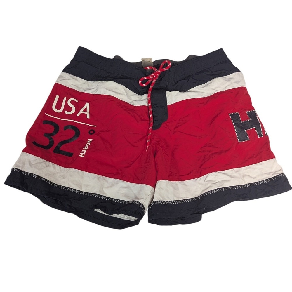 Helly Hansen Swim Trunks Men 36 Red White Blue USA Sailing Shorts